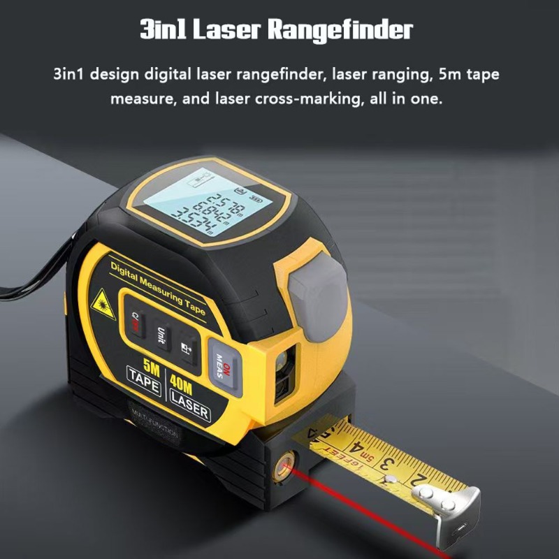 Laser Distance Measure - เครื่องวัดระยะเลเซอร์ 3 in 1 พร้อมตลับเมตร วัดระยะด้วยอินฟราเรด